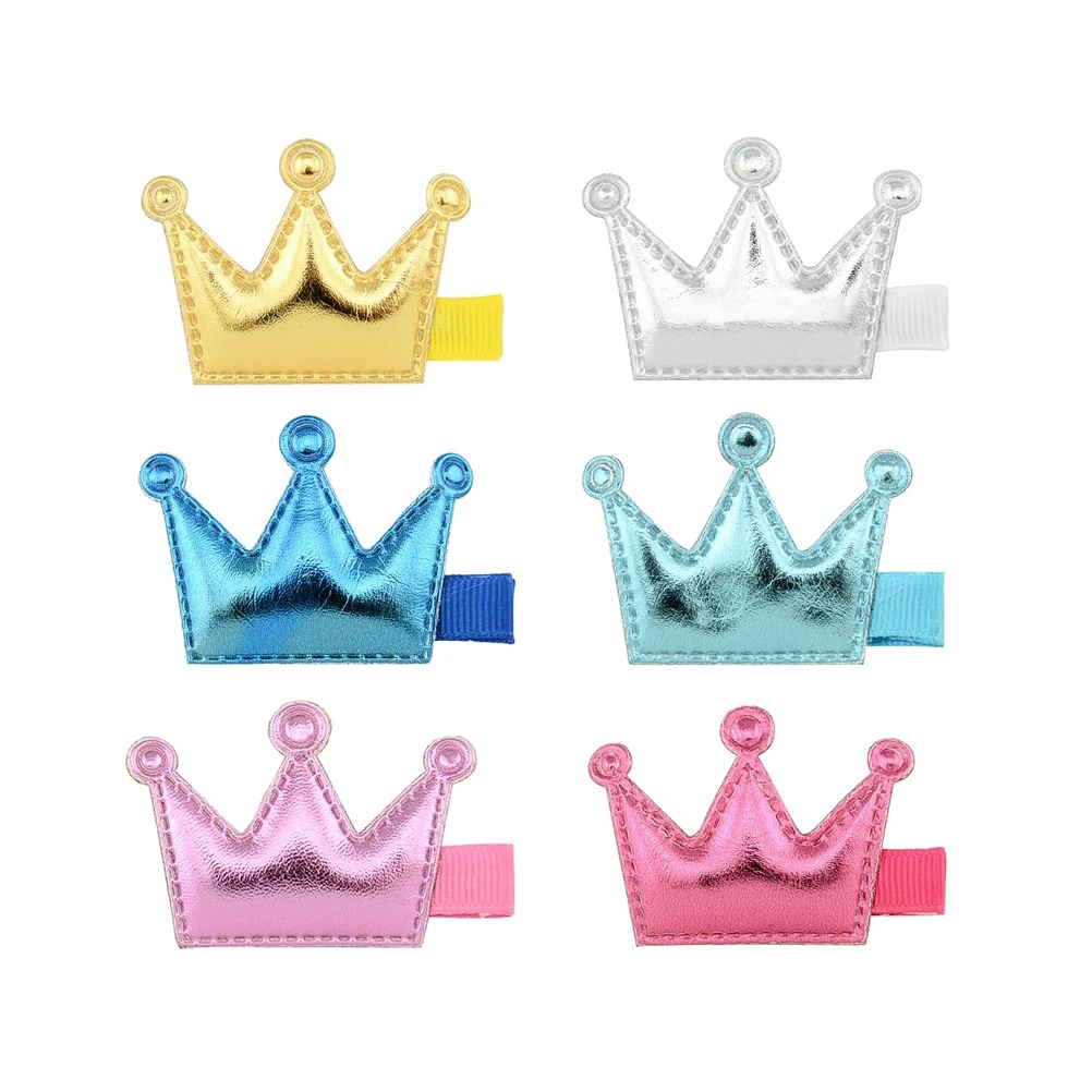 6 Pcs Shiny Hairpin Crown Leather Hairpin Crown Hairpin Beautiful Hair