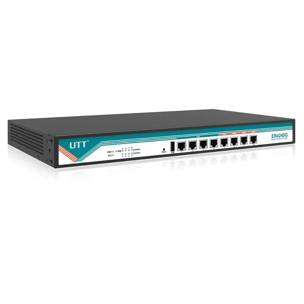 

UTT ER4240G Business Gigabit Router 4 WAN ports, 4 LAN Ports, Load Balance/Failover, NAT,IPSec/PPTP VPN,Firewall