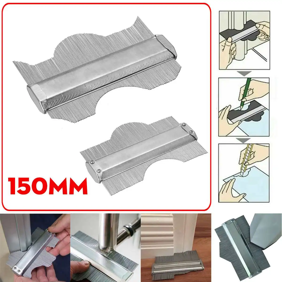 

6'' 150mm Professional Profile Contours Gauge Irregular Shape Duplicator Precisely Copy Tile General Tool Office School Supplies