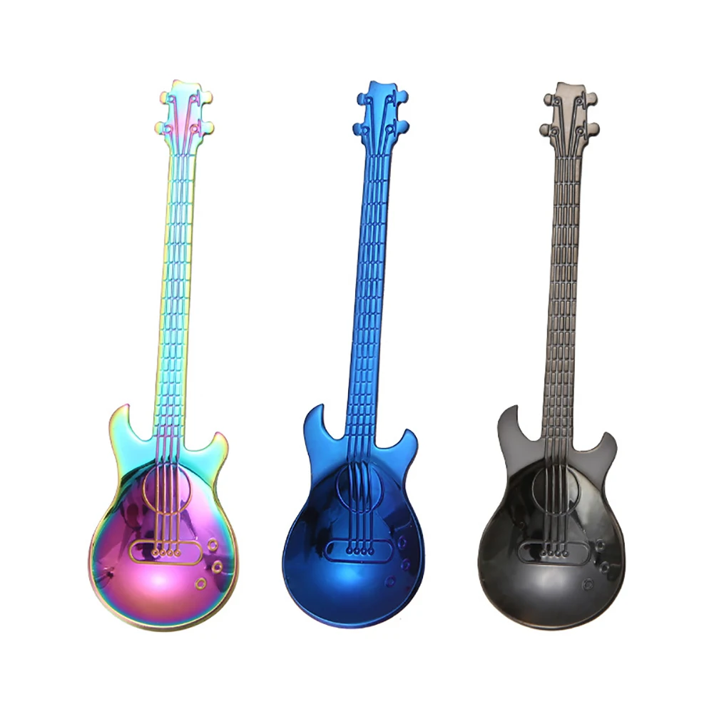 

Stainless Steel Cute Guitar Design Handle Coffee Tea Drink Spoon Kitchen Tool