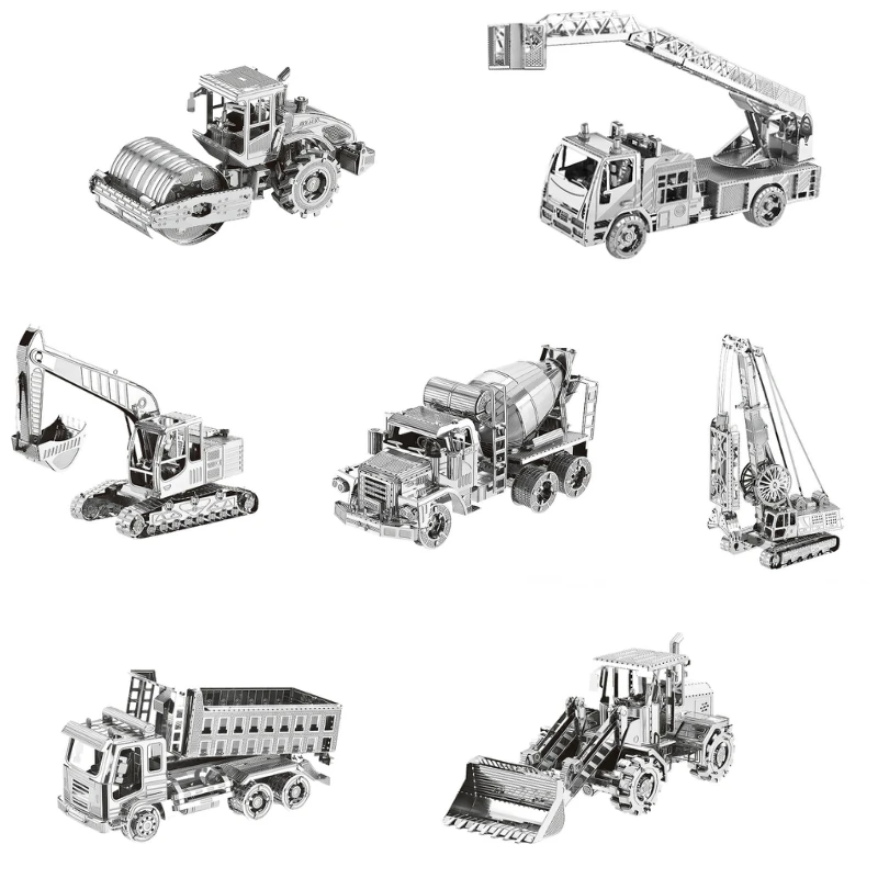 

3D Metal Puzzles Model Heavy Machinery Engineering Car Truck DIY Laser Cut Manual Jigsaw Kits Adults Home Decor Gifts Toys