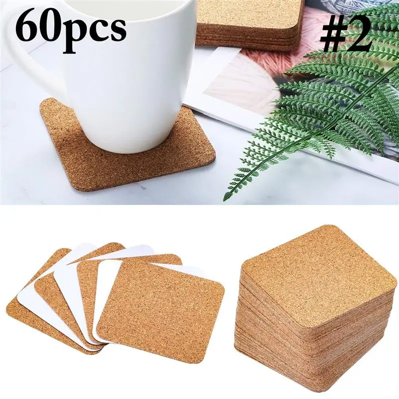 30pcs 60pcs Natural Cork Coaster Heat Resistant Non-slip Cup Mat Coffee Tea Drink Placemat Tableware Kitchen Decoration