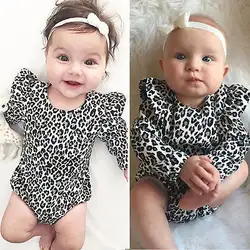 Милый комбинезон с длинными рукавами для маленьких девочек, комбинезон с леопардовым принтом, комплекты одежды