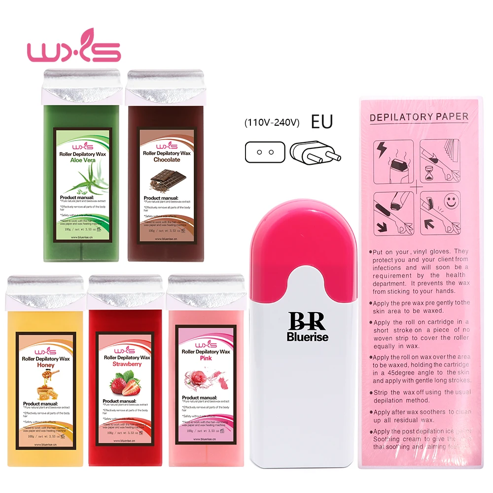 Depilatory Wax 100g and Depilation Strips 100pcs and Heater Hair