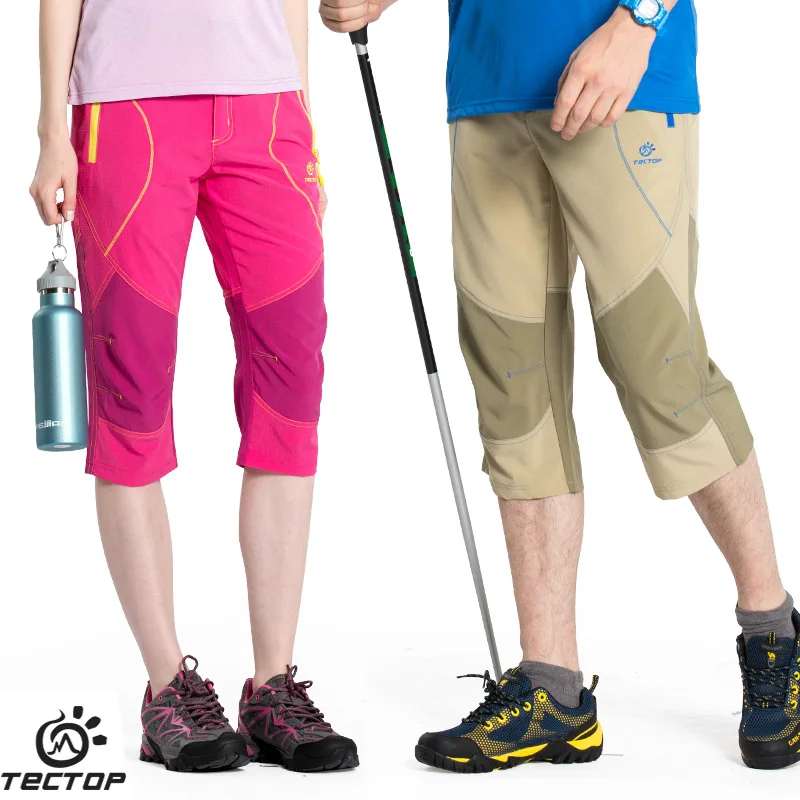 

Spring Summer Male Female Outdoor Trekking Elastic Capris Breathable Sports Lovers Hiking Climbing Tectop Quick Drying Pants