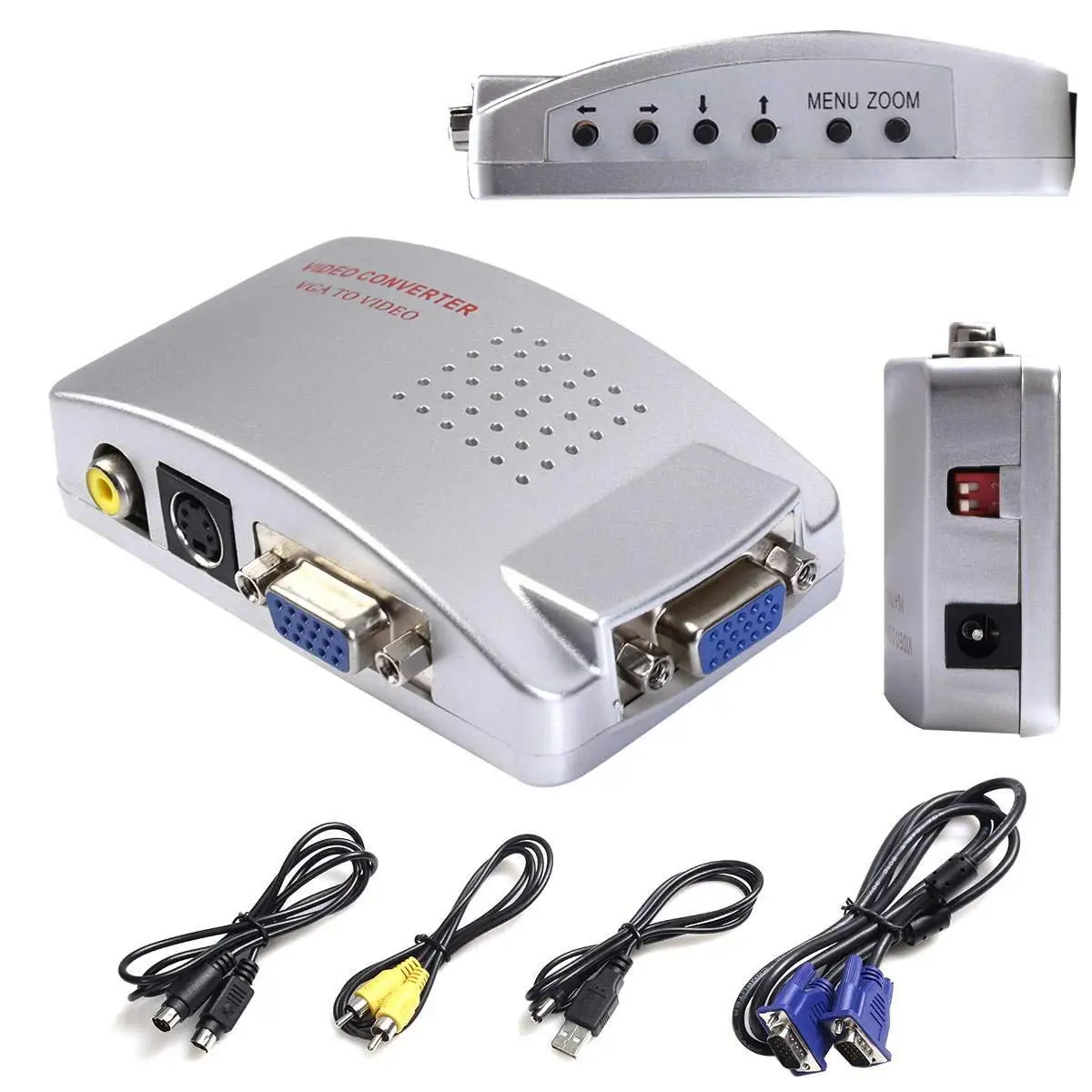 VGA to AV TV RCA Composite Converter Adapter S video Box for PC Laptop