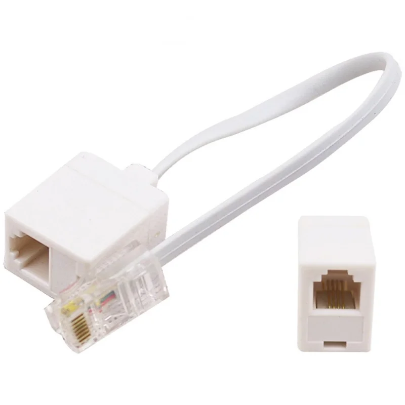 2 гнезда 8P4C/RJ45 Мужской RJ11 6P4C Женский M/F адаптер телефонный Ethernet