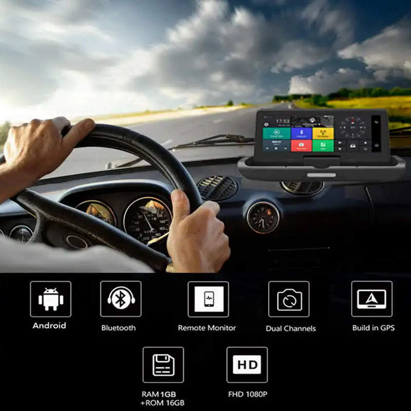 

Foldable Car Dvr 8 Inch Dash Cam Android 5.1 Gps Navigation Cameras Auto Recorder Full Hd 1080P Car Dash Camera For Chery Tigg