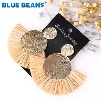 

Tassel Women Earrings Jewelry Boho Drop Big Long Handmade Statement Bohemian Luxury Fashion Statement Earring Dangle Rattan 2019