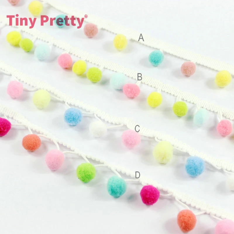 

2 Yards Pastel Colors Pom Poms Ball Fringe Trims Dangle Balls Fringe Trimming for Curtain, Tablecloth, Women Dress Embellishment