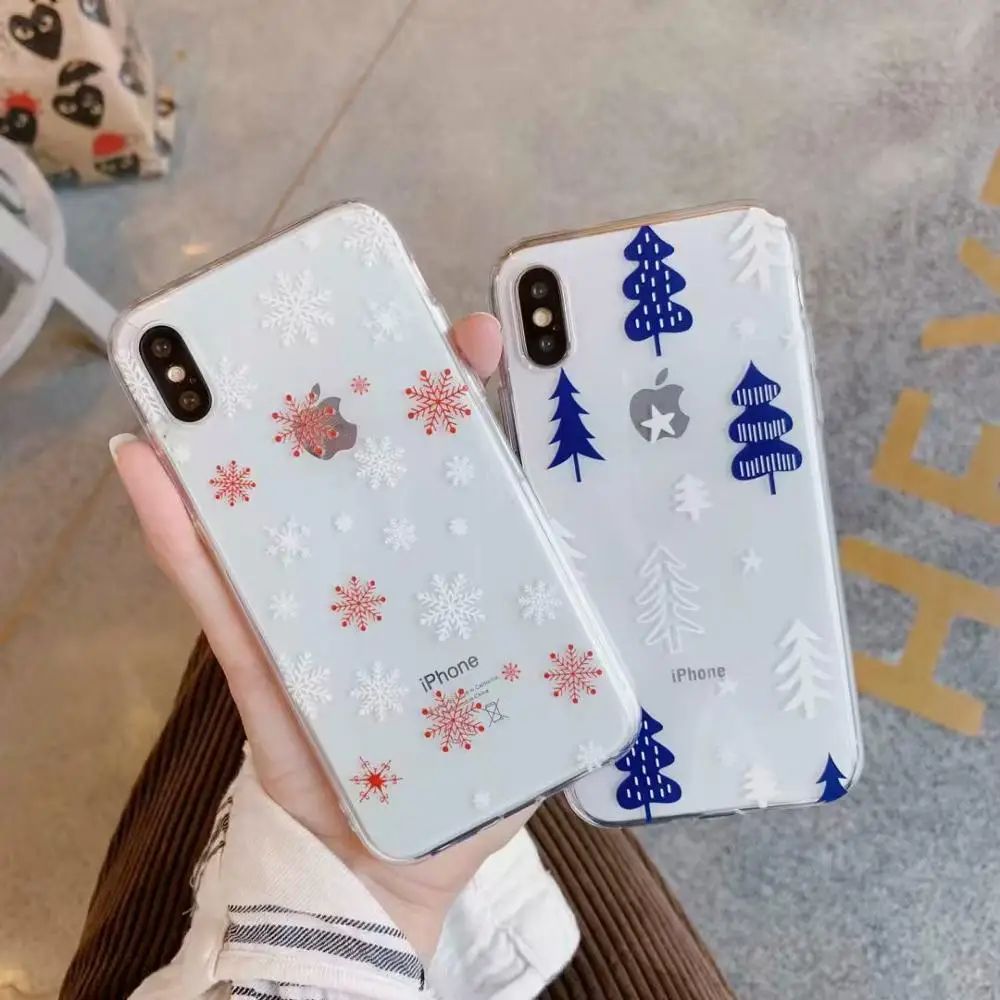 JONSNOW роспись чехол для iPhone 8 7 плюс 6 6s Рождественская елка снежинка Мягкий