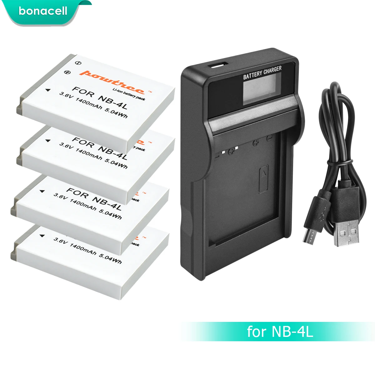 Rechargeable Battery Camera Battery Camera Battery Charger Rechargeable Battery Charger 1400mAh NB-4L NB4L NB 4L Battery Bateria+LCD Charger for Canon IXUS 30 40 50 55 60 65 80 100 PowerShot SD1000 1100 L10