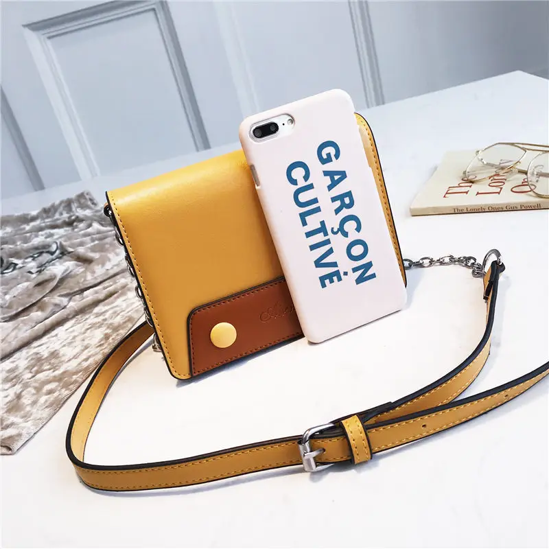 Signore Borse Catena Cuoio Femminile Crossbody Piccola Qualità Ragazze Telefono Del Nuovo Alta Spalla Semplice white yellow Le Per A Donne Beige Disegno Delle Di black Borsa nATYz7