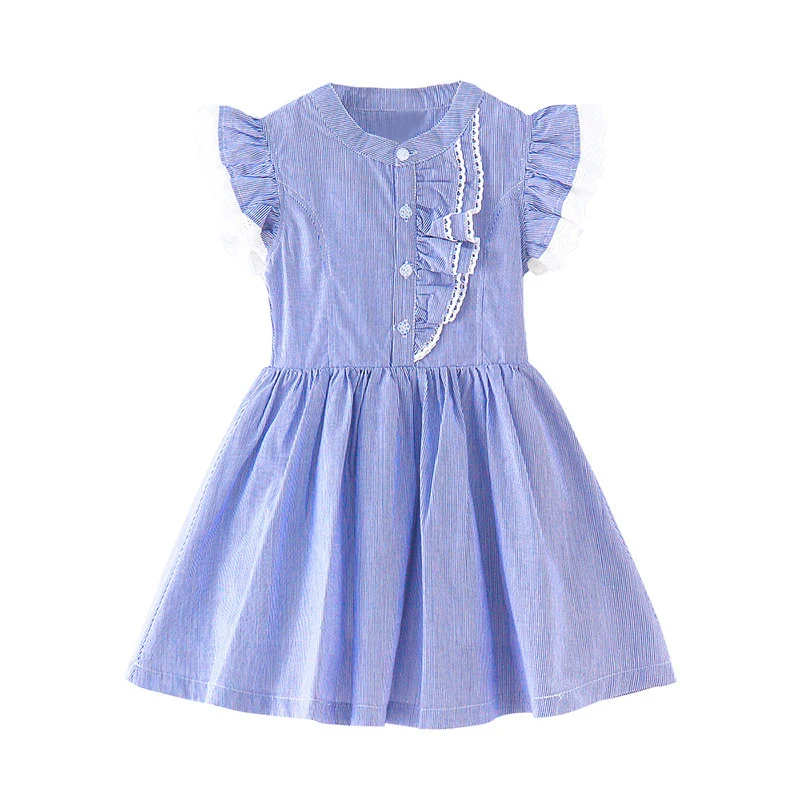 

shirt style dress lace chiffon striped lace dress age for 6 - 16 yrs teenage girls school clothes summer big girls party frocks