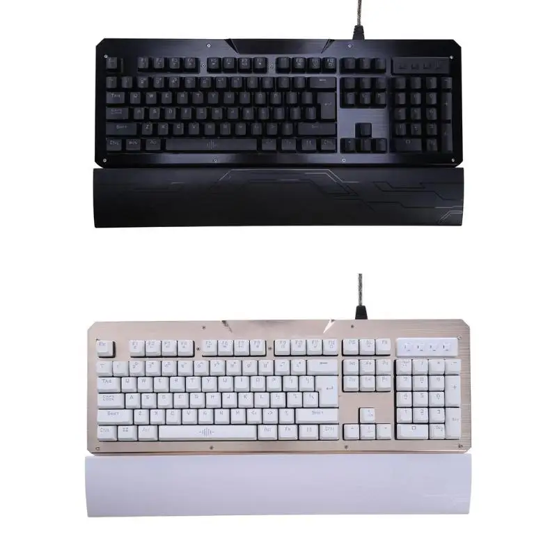 

Backlight Keyboard 104 Key Metal Case Wired Blue Key Switch Backlit Mechanical Keyboard With Palm Rest