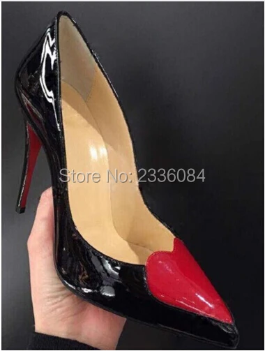 

Wedding Heels Women Red Sole High Heels Love Heart Shape Pumps Red Bottom Pointed Toe Stiletto Heels Patent Leather Shoes Women