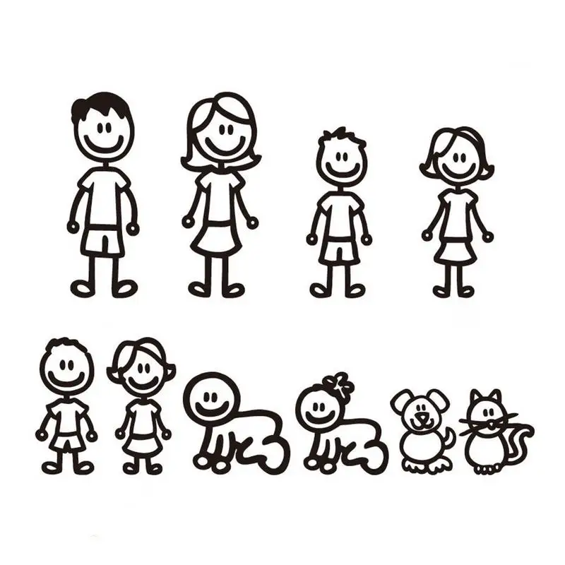

New Car Sticker Family Member Pet Personality Creativity Cute Reflective Simple Lines Styling Car Accessories Random Color