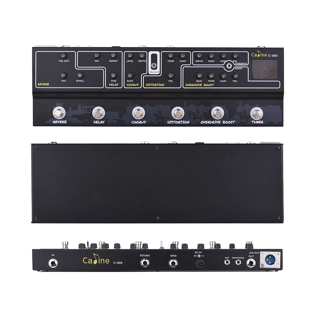 Caline C300 Multi Effects Pedal 9V Tuner Amp Modelling Guitar Pedal Effect Guitar Accessories Guitar Parts With XLR Audio Cable Caline C300 Multi Effects Pedal 9V Tuner Amp Modelling Guitar Pedal Effect Guitar Accessories Guitar Parts With XLR Audio Cable