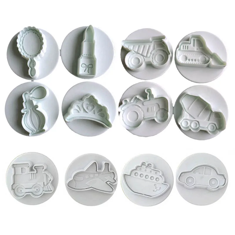

Cupcake Pastry Mold Baking Accessories 4Pcs Kitchen Gadgets Biscuit Sugarcraf Mould Vehicle Shaped Plastic Cookie Cutter