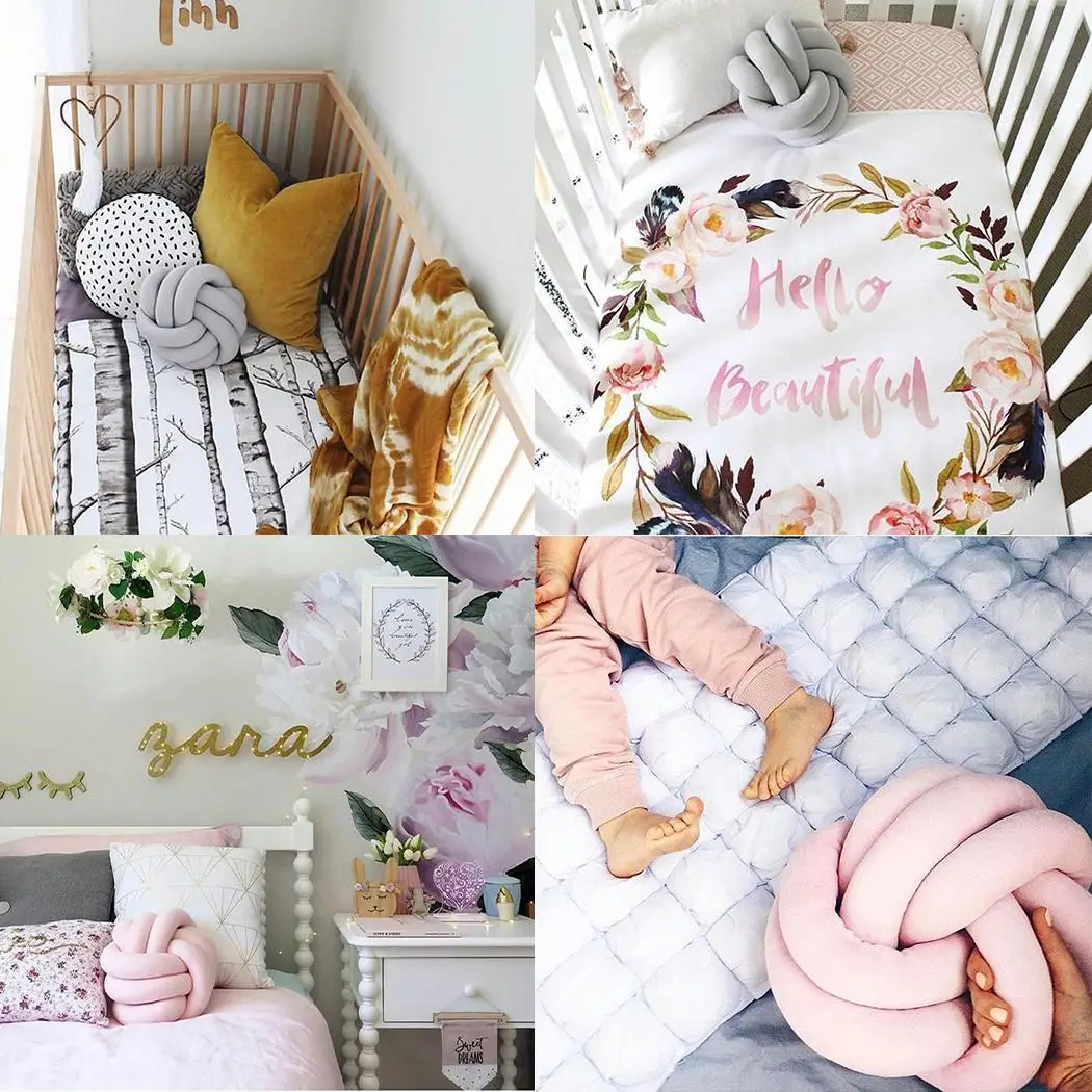 

18cm/7.1inch Soft Knot Ball Cushion Kids Bed Stuffed Pillow Home Decor White Pink Grey Green Home Children Bedroom Safety Tools