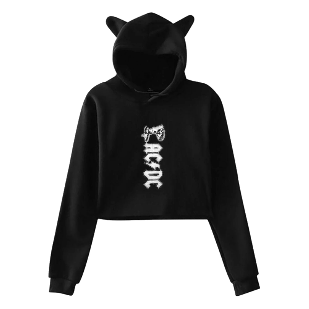 Женская толстовка с капюшоном SAMCUSTOM love acdc объемным принтом кошачьих ушей и