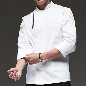 

Black White Long Sleeve Shirt Hotel Restaurant Chef Jacket Waitstaff Uniform Bistro Bar Cafe Hospitality Catering Work Wear B54