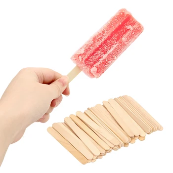 

50Pcs/Lot Art Ice Cream Tools Kids DIY Hand Crafts Natural Wood Ice Cream Sticks Colored Wooden Popsicle Sticks