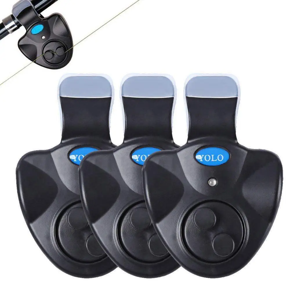 

YOLO Electronic Fishing Bite Indicator LED Light Sound Alarm Alert Bell Clip On Fishing Rod Wrapped