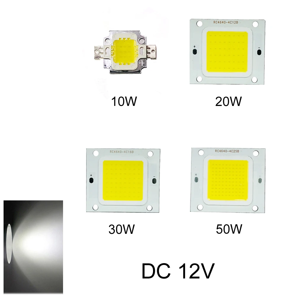 

LED Chip COB DC 12V Lamp Strip High Power Diode Bead Bulb DIY Panel Cold White Flood Light 10W 20W 30W 50W