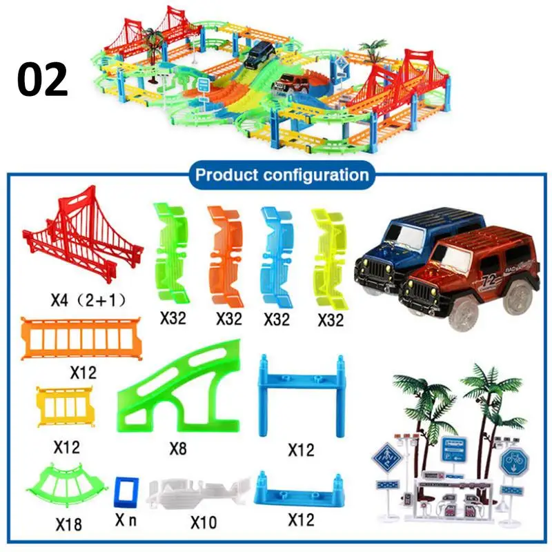 4 Typle гибкие железнодорожные треки автомобильные игрушки DIY волшебный трек Дорожный набор светящийся свет рельсовый автомобиль сборка поезд модель игрушки подарки