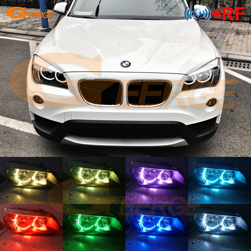 Для BMW X1 E84 2010 2011 2012 2013 галогенные фары RF Bluetooth контроллер многоцветный c-образный стиль RGB led Ангельские Глазки