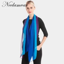Neelamvar 2019 весна Шелковый женский Шарф, Шаль женские шарфы из искусственного шелка обертывания бандана градиент цвета парео хиджаб 17 видов