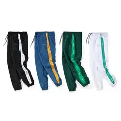 Летние новые ретро боковые полосы мужские тонкие повседневные брюки панелями свободные хлопковые хип-хоп Карандаш Брюки Полная длина