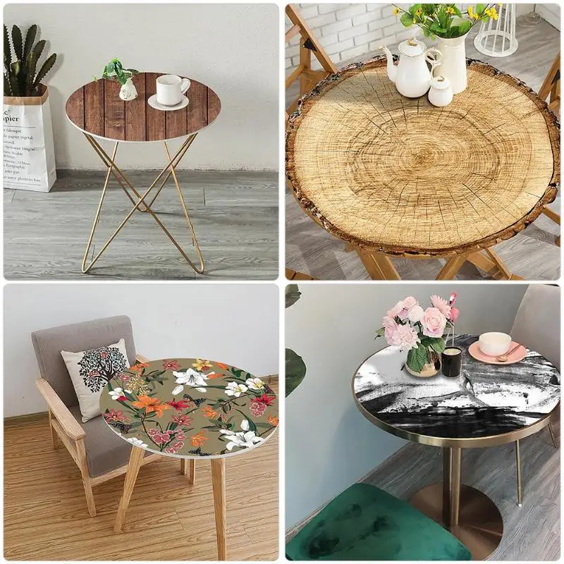 

PVC Waterproof Round Table Sticker Self-Adhesive Table Protective Film for Home Decoration 3D Table Cover Stickers