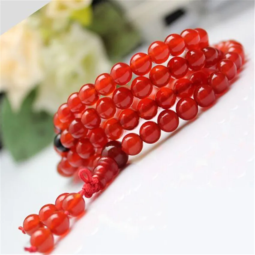 6mm Red Necklace mala Lucky men natural pray Hot Bless Handmade Meditation Sutra Multicolor Healing Buddhism | Украшения и