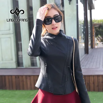 

2019 Spring Autumn New Arrival Women Leather Jacket Black Washed Leather Jackets Female Basic PU Leather Jacket Short Coat Femme