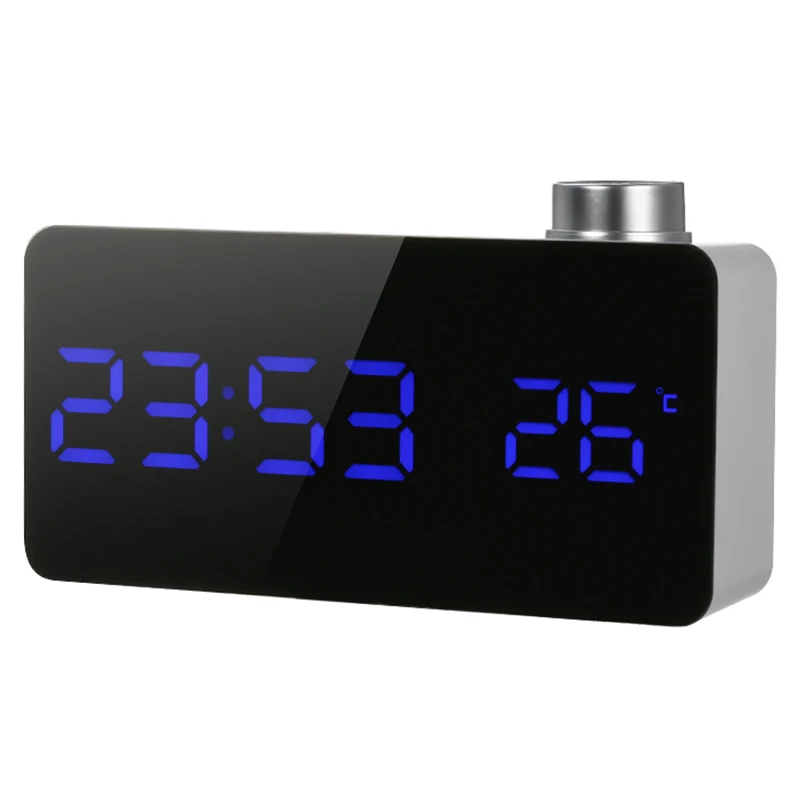 

Digital Led Mirror Alarm Clock Usb Table Clock 12H/24H Display Alarm With Rotating Knob Adjustable Led Luminance Snooze Functi