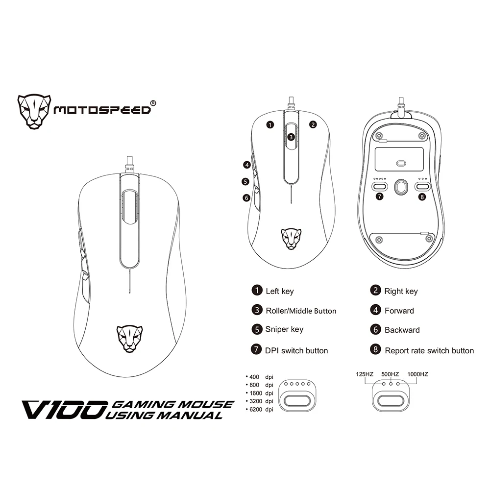 Motospeed V100 профессиональная Проводная игровая мышь USB Esport 6200DPI RGB светильник для ПК