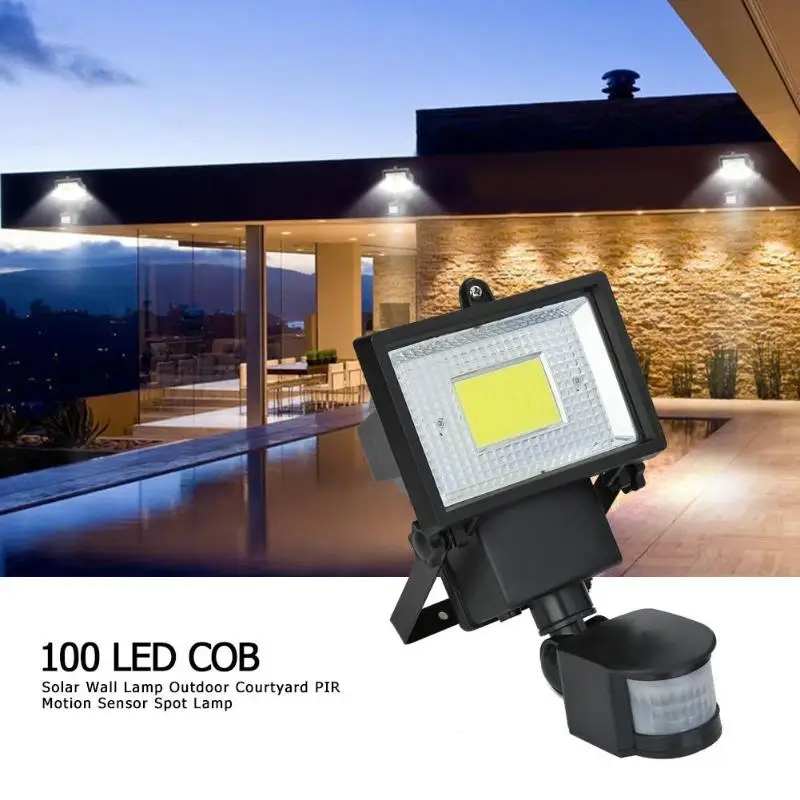 

100 LED COB Solar Wall Lamp Outdoor Courtyard Garden PIR Motion Sensor Security Flood Light Spot Lamp