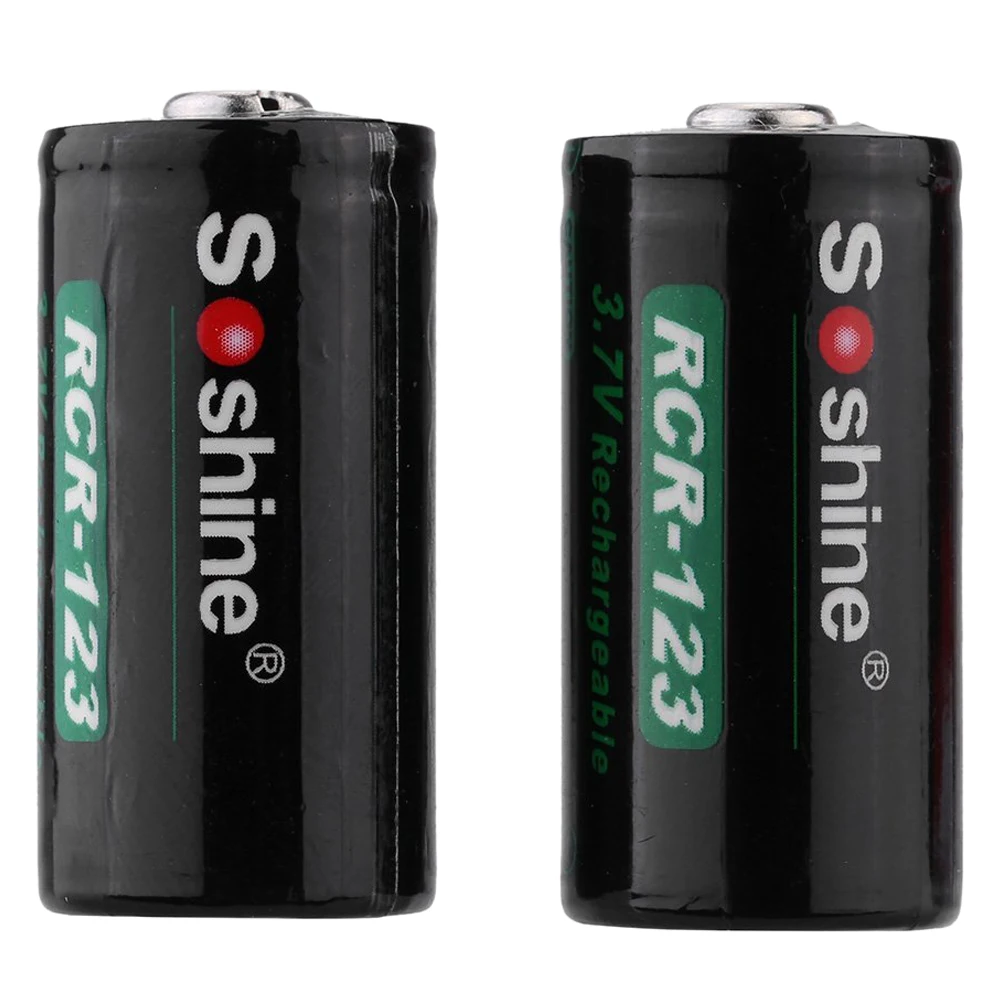 Soshine 2pcs RCR-123 16340 3.7V 700mAh Protected Rechargeable Li-ion lithium battery for flashlight black | Электроника