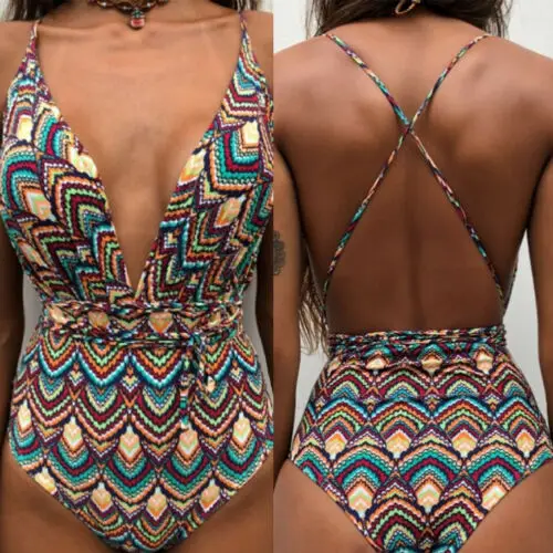 2019 Newest Fashion Hot Sexy Popular Women's Bling One Piece Bathing Monokini Push Up Bikini Swimsuit Swimwear Wholesale