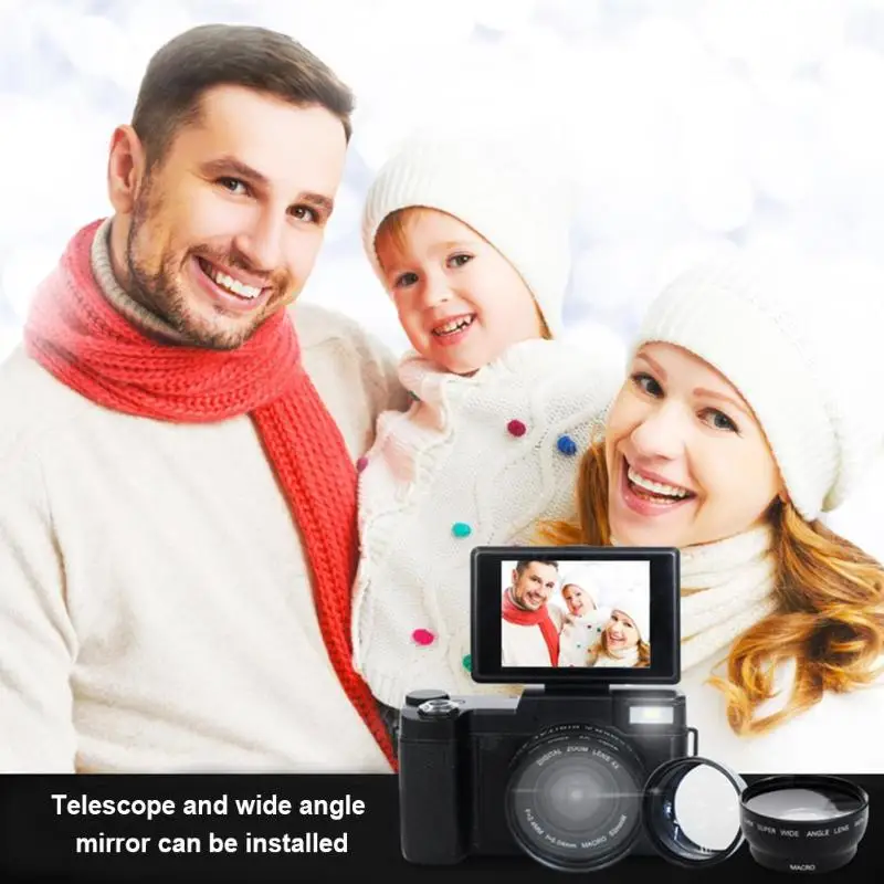 ALLOYSEED P10 Digital Camera 1080P 24MP 3.0inch Rotatable LCD Screen Video Camcorder Lens Cameras