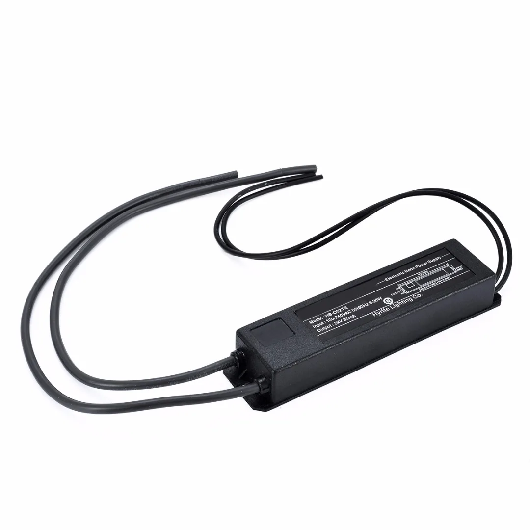 

Electronic Neon Light Sign Transformer HB-C02TE 3KV 30mA 5-25W Neon Transformer Power Supply with Black Wire Cable