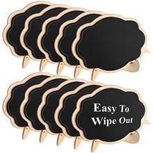 Горячая Распродажа, мини толстые черные Меловые доски, вывески, легко вытираются, 10 шт. Деревянные маленькие доски, знаки, карточки для свадеб, P