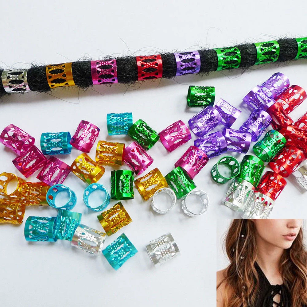 100Pcs Hair Decor Extension Braids Cuff Hole Dreadlocks Dread Beads Rings Clips Pins Adjustable Tube Set Hair Connectors 100Pcs Hair Decor Extension Braids Cuff Hole Dreadlocks Dread Beads Rings Clips Pins Adjustable Tube Set Hair Connectors