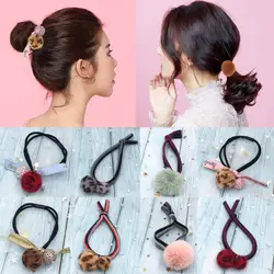 Группа резинка для волос с бантом аксессуары для волос для девочек Scrunchie симпатичные волосы связей эластичные ленточная катушка в полоску