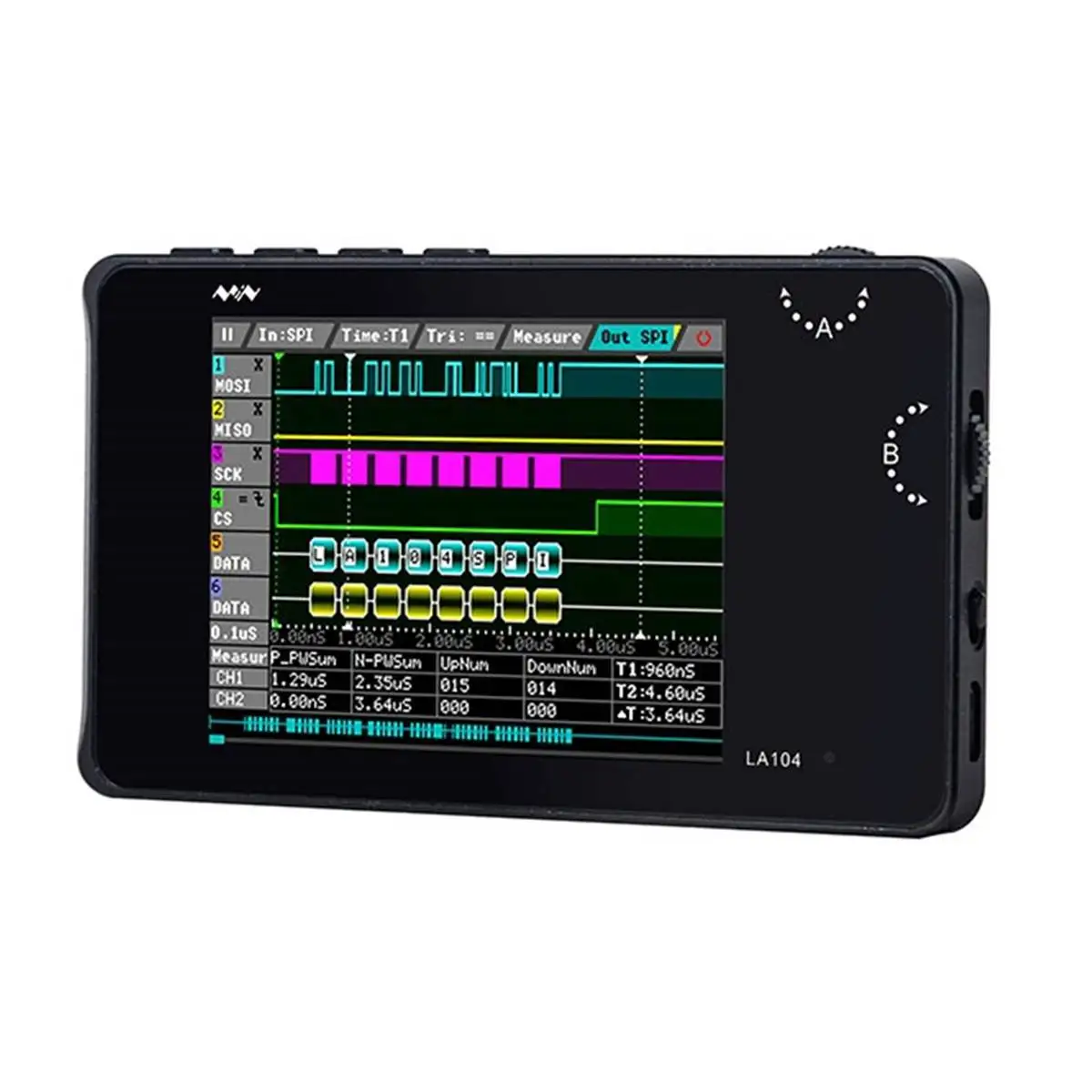 

Mini Digital Logic Analyzer 4 Channel Oscilloscope 100MHz Sample Rate 2.8'' Screen Portable USB Oscilloscope Interface