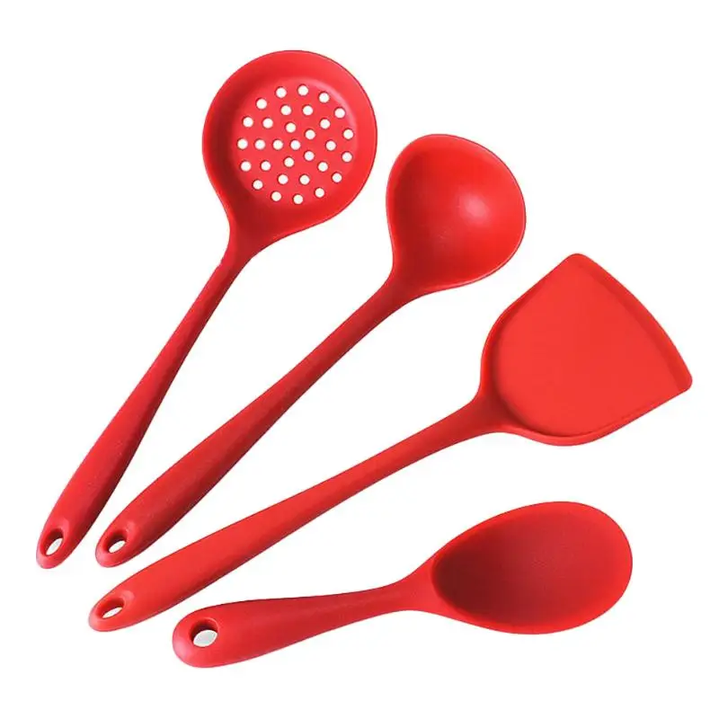 

4pcs/Set Silicone Spatula Turner Slotted Spoon Ladle Spoon Spatula Silicone Kitchenware Set Kitchen Baking Cooking Tools