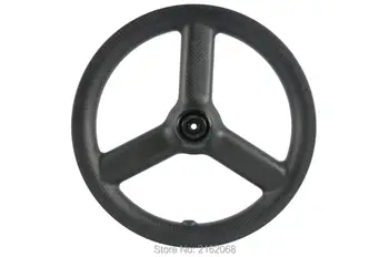 

New 12 inch clincher rim 3 spoke Slide car scooter push bike matt 3K full carbon fibre bicycle Tri-spoke wheelset 12er Free ship