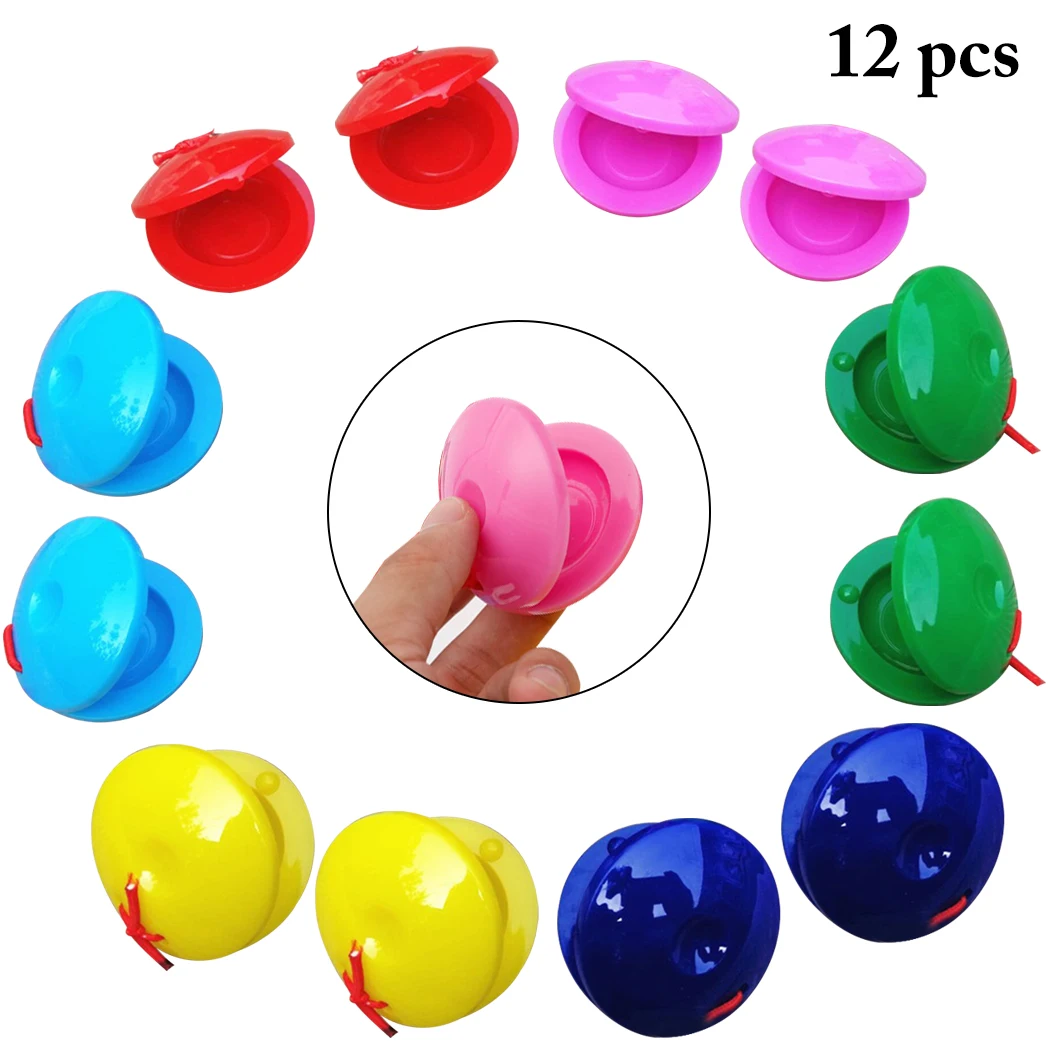 

24PCS Percussion Instrument Assorted Color Finger Castanets Musical Percussion Kids Developmental Toys